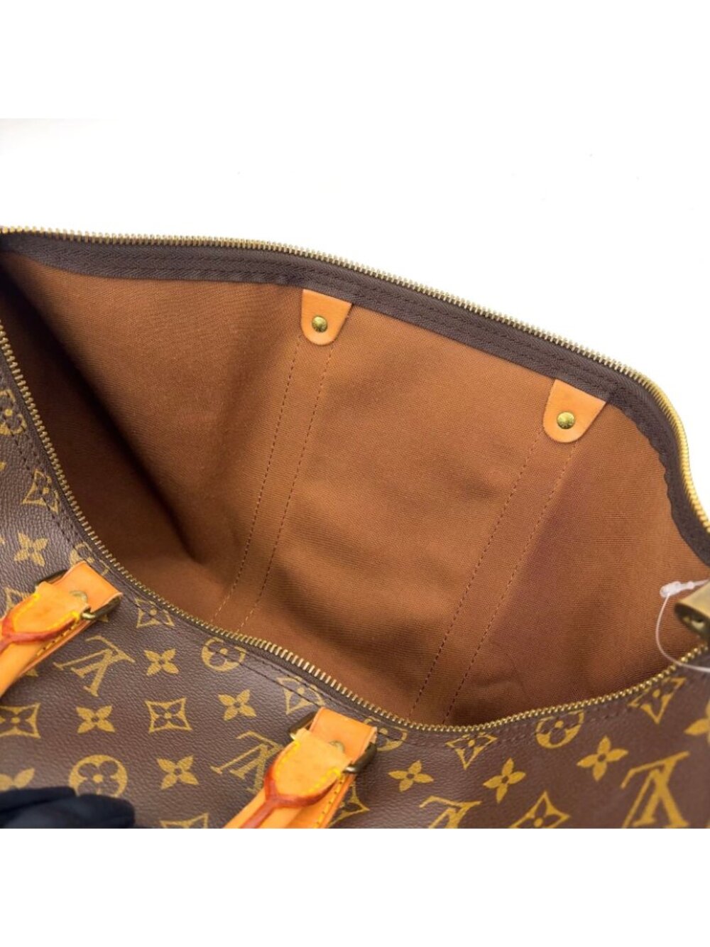 Louis Vuitton Keepall 50 Monogram Leather Brown Boston Bag Gold - Picture 12 of 15